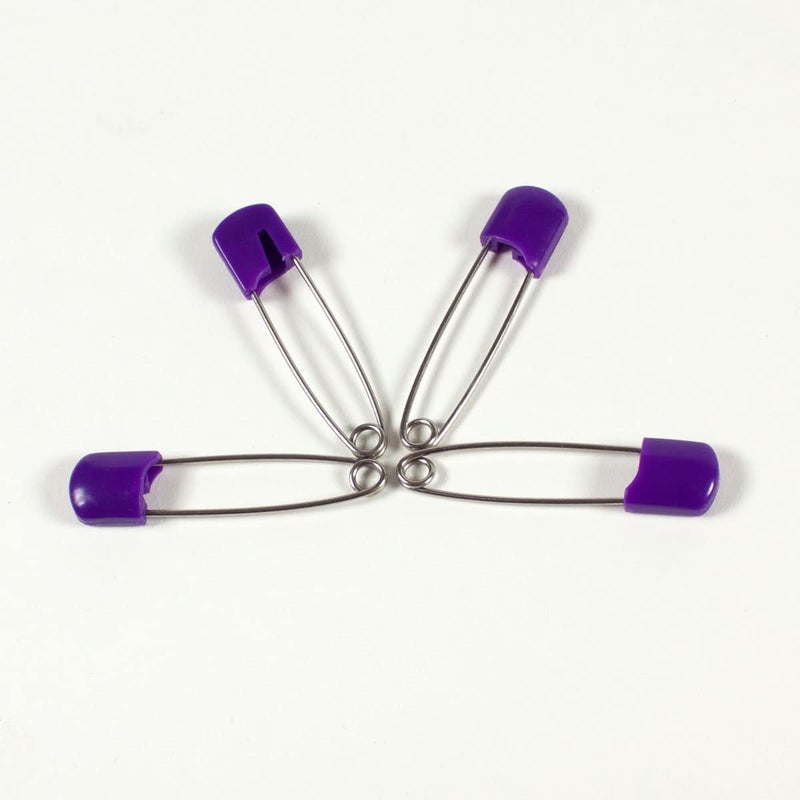 OsoCozy Cloth Diaper Nappy Pins 100 Packs - 100 Stainless Steel Safety Pins with Locking Plastic Heads. Durable, Safe and Cute 2.2 Inches Long (Purple) - Image 4